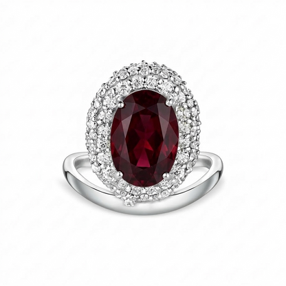 Velara Crest Ring – Deep Red Garnet