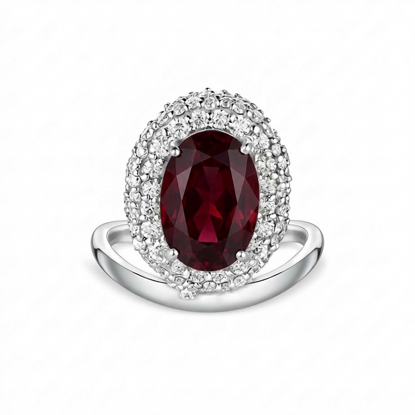 Velara Crest Ring – Deep Red Garnet
