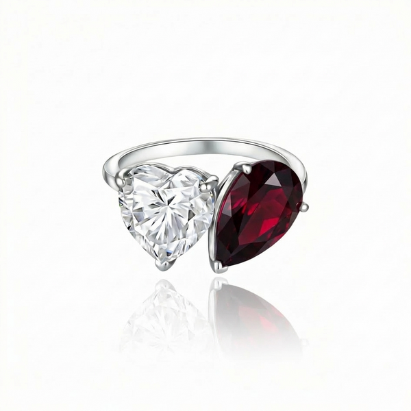 Amore Toi & Moi Ring – Deep Red Garnet