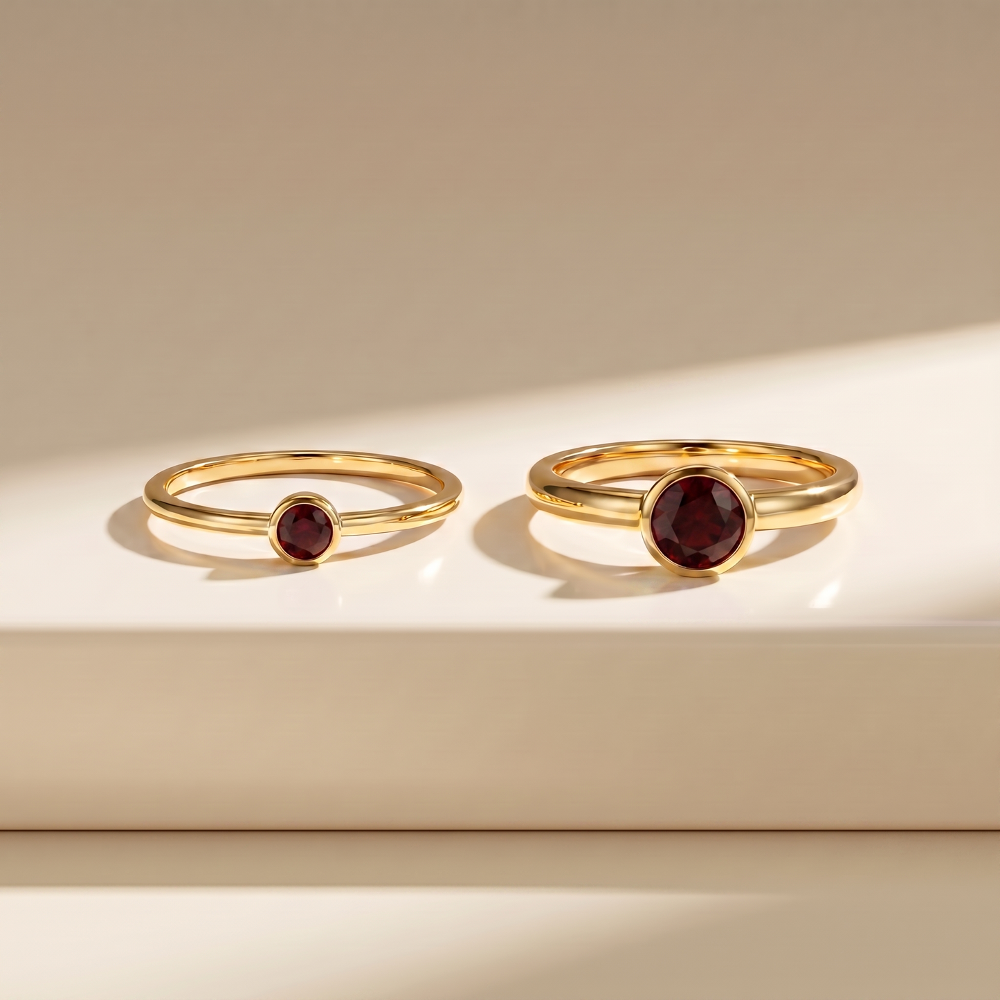 Forma Solitaire Ring – Deep Red Garnet