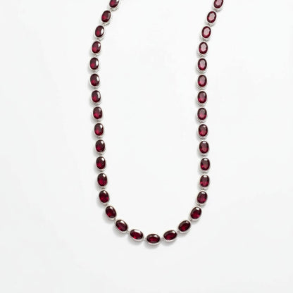 Velara Frame Tennis Necklace – Deep Red Garnet