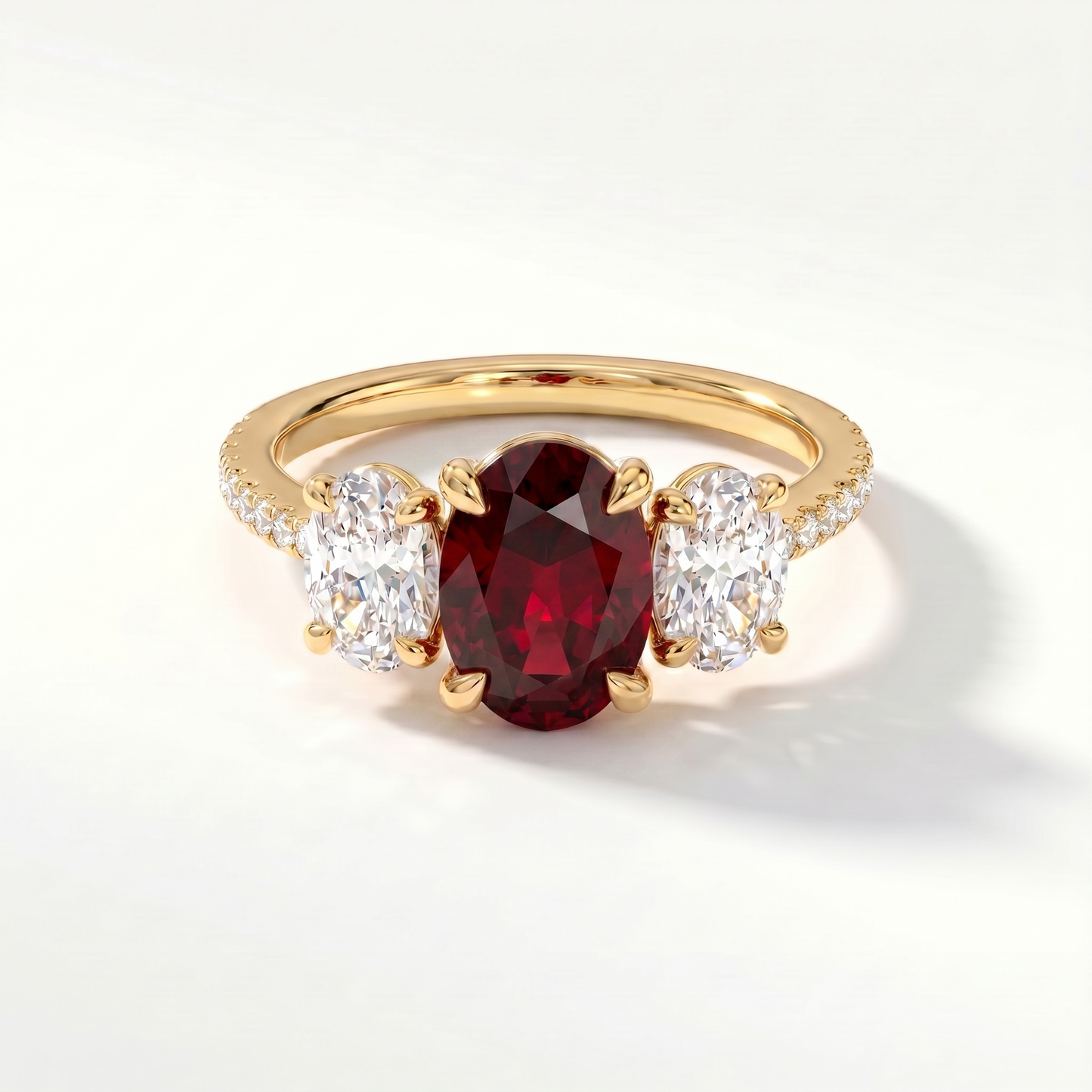 Velara Trilogy Pavé Ring – Deep Red Garnet
