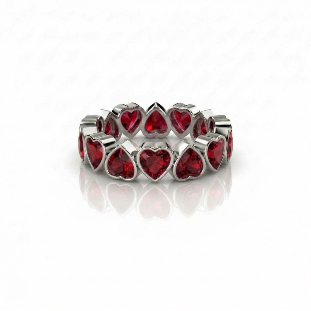 Amore Frame Eternity Ring – Deep Red Garnet