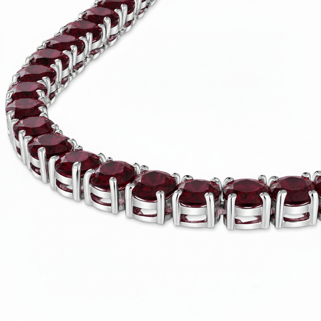 Juno Maxi Tennis Necklace – Deep Red Garnet