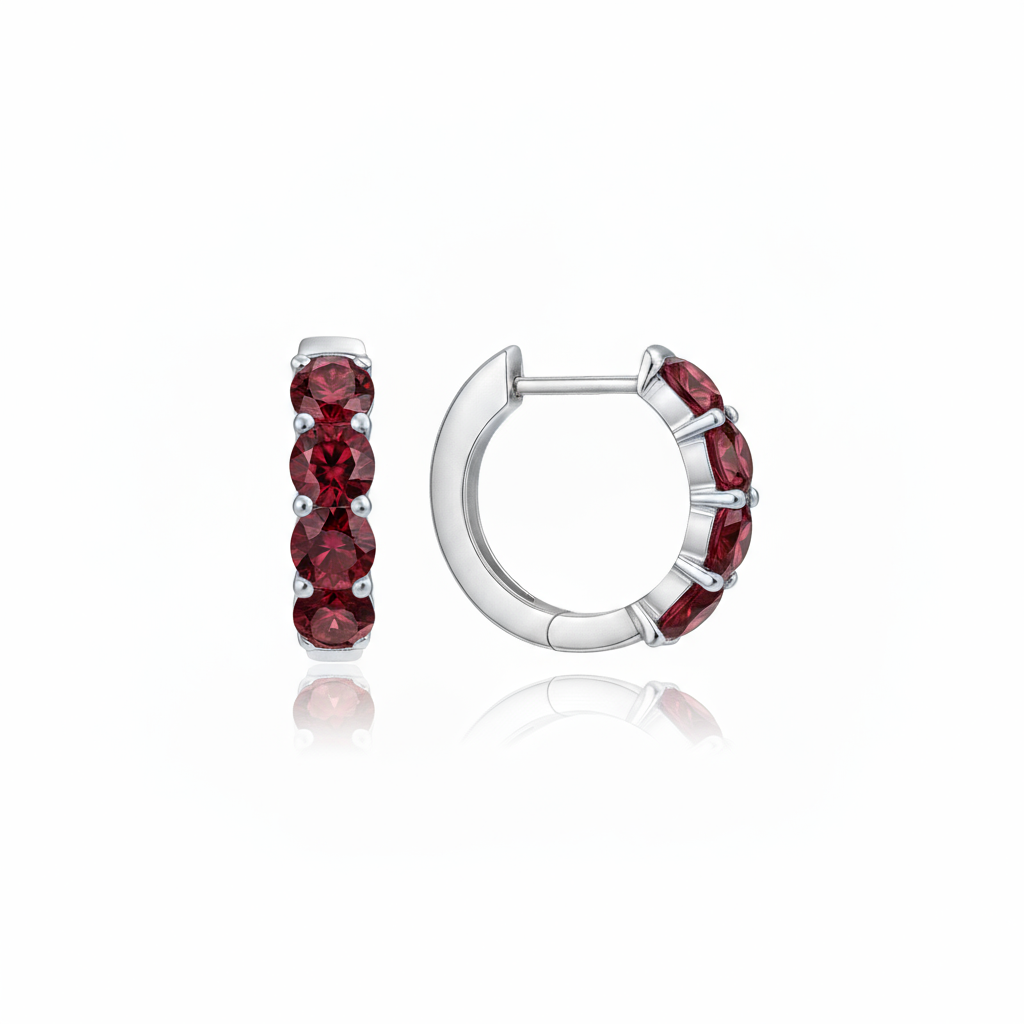 Linea Chunky Hoop Earrings – Deep Red Garnet