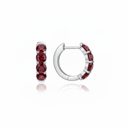 Linea Chunky Hoop Earrings – Deep Red Garnet