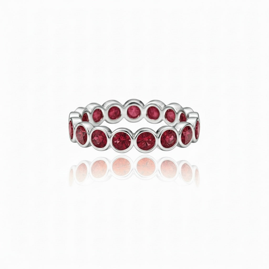 Forma Eternity Ring – Deep Red Garnet
