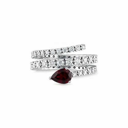 Nova Serpent Ring – Deep Red Garnet