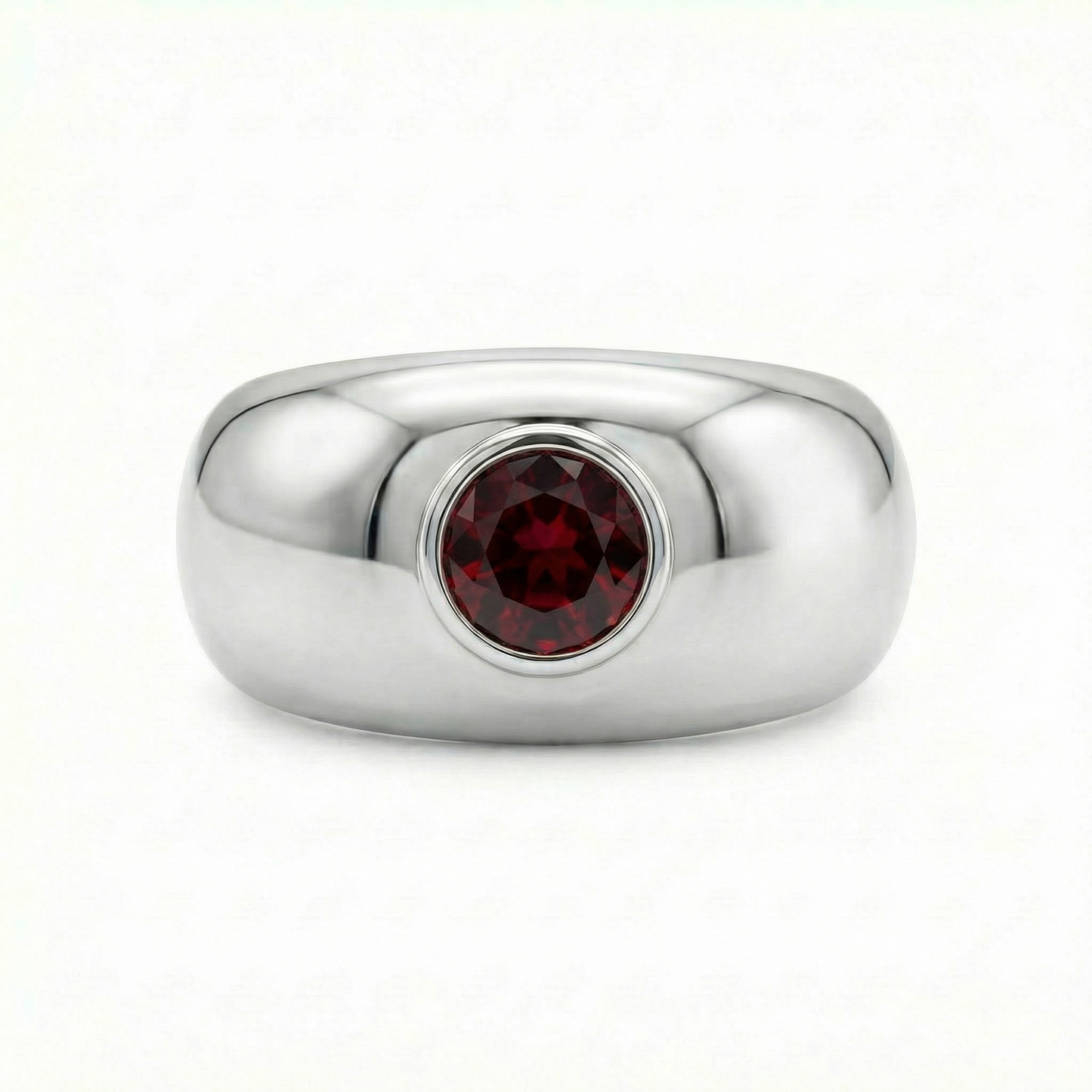 Forma Signet Ring – Deep Red Garnet