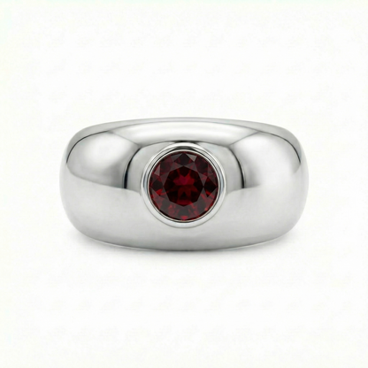 Forma Signet Ring – Deep Red Garnet
