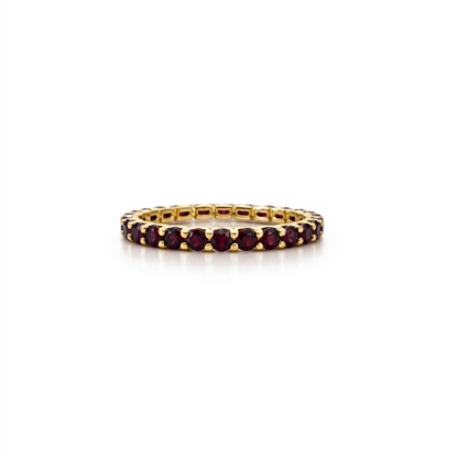 Linea Midi Ring – Deep Red Garnet