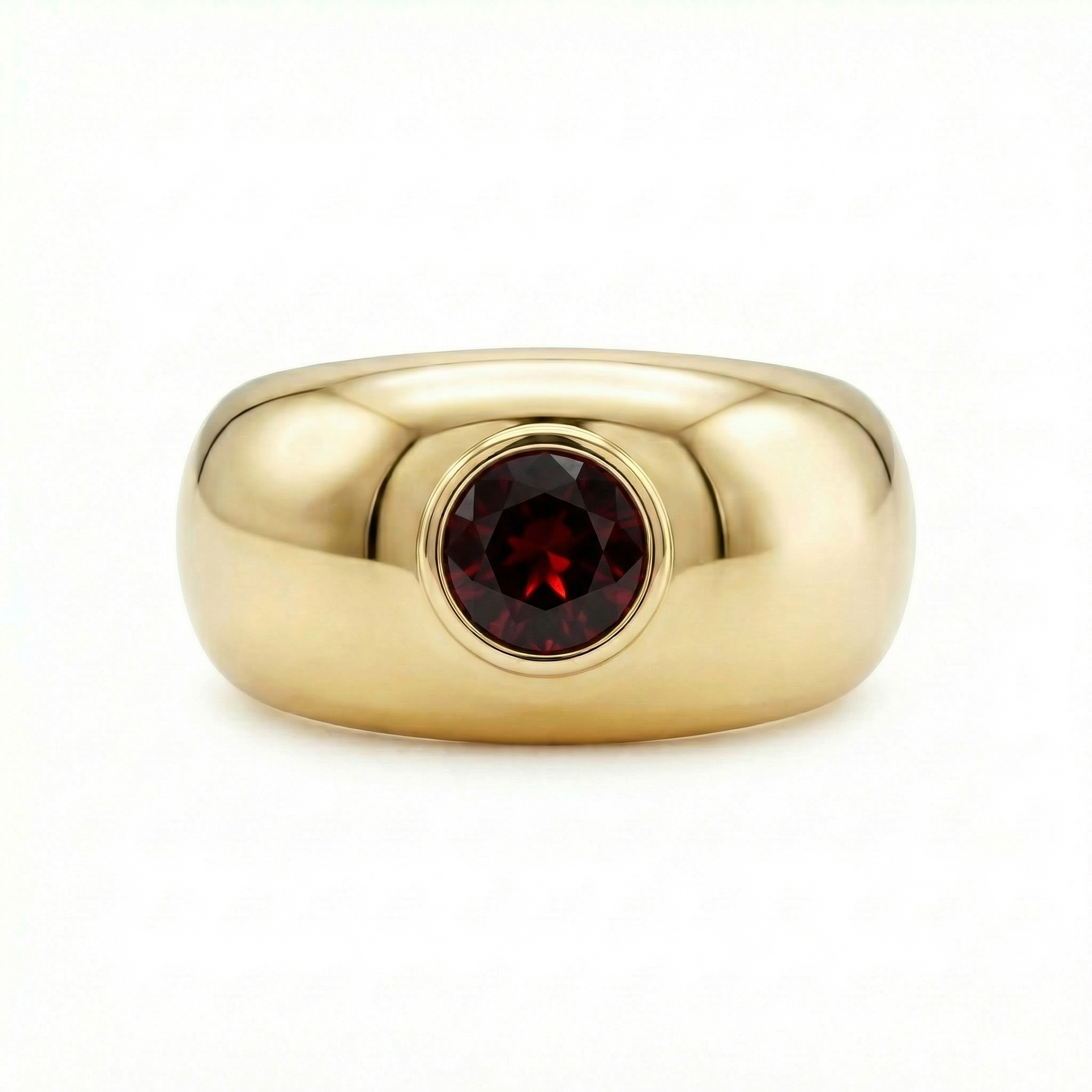 Forma Signet Ring – Deep Red Garnet