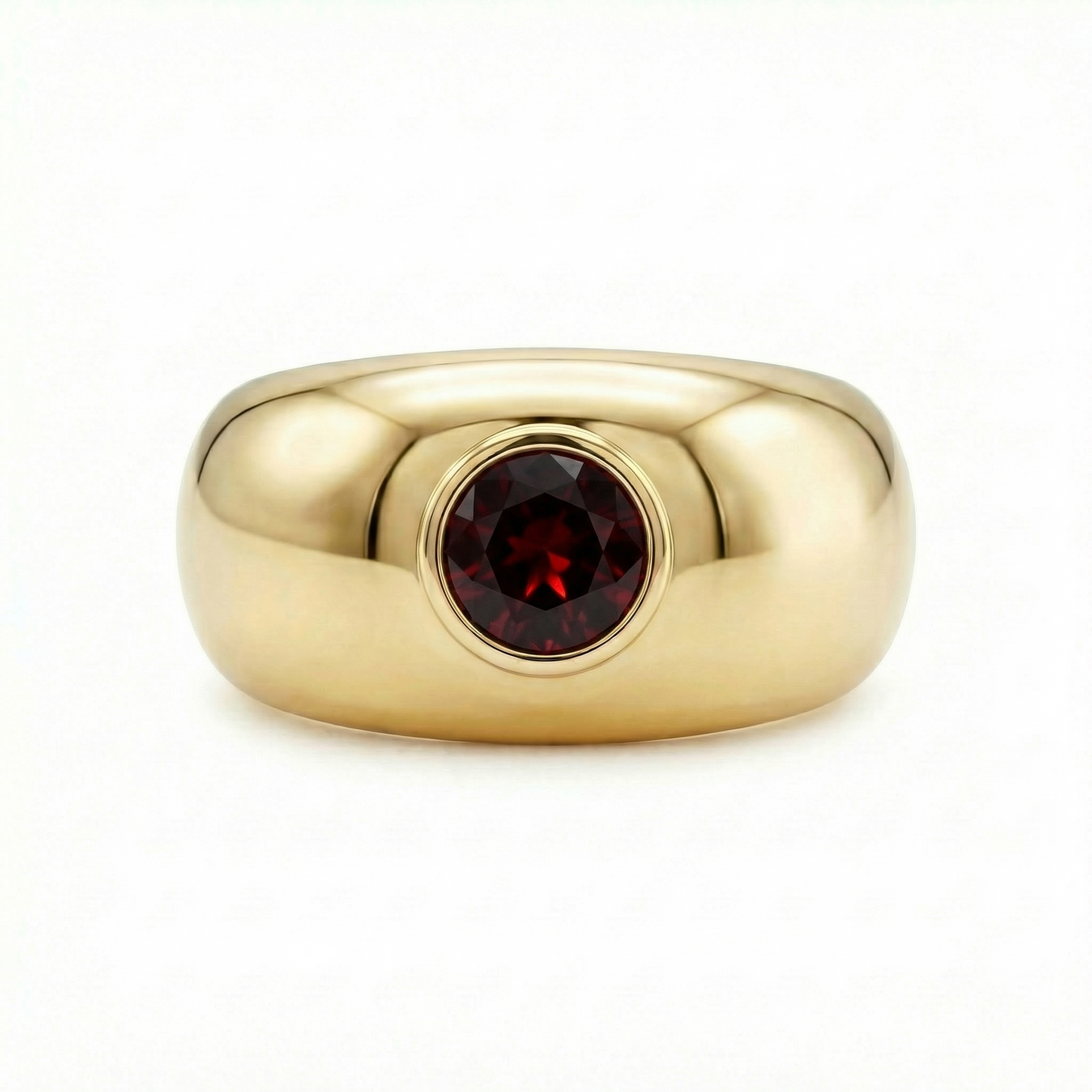 Forma Signet Ring – Deep Red Garnet