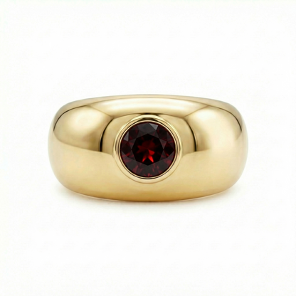 Forma Signet Ring – Deep Red Garnet