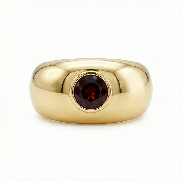 Forma Signet Ring – Deep Red Garnet