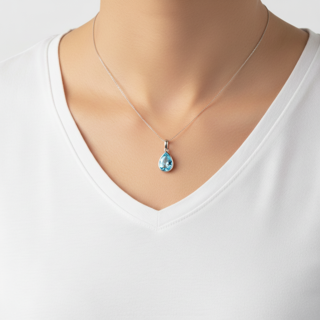 Nova Bold Solitaire Pendant – Teal Blue Spinel