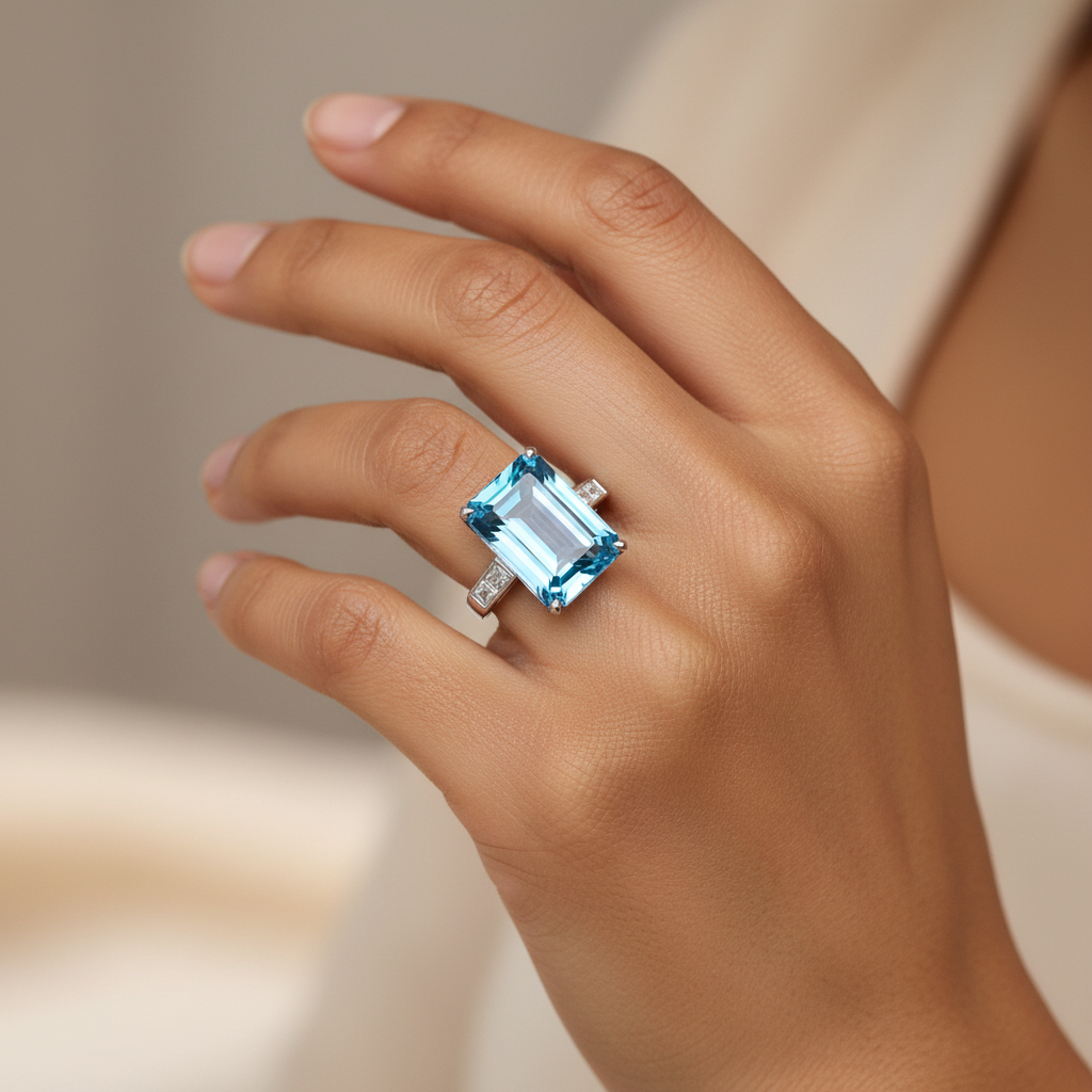 Nexus Atlas Ring –  Teal Blue Spinel