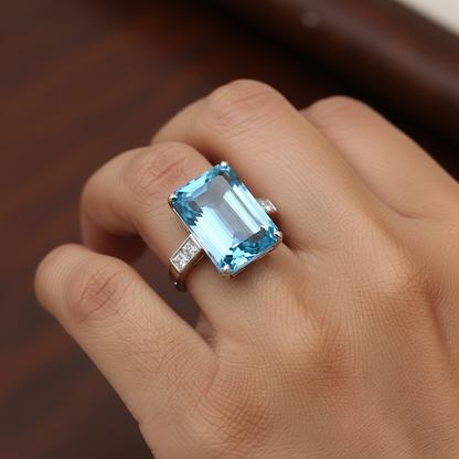 Nexus Atlas Ring –  Teal Blue Spinel