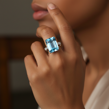 Nexus Atlas Ring –  Teal Blue Spinel