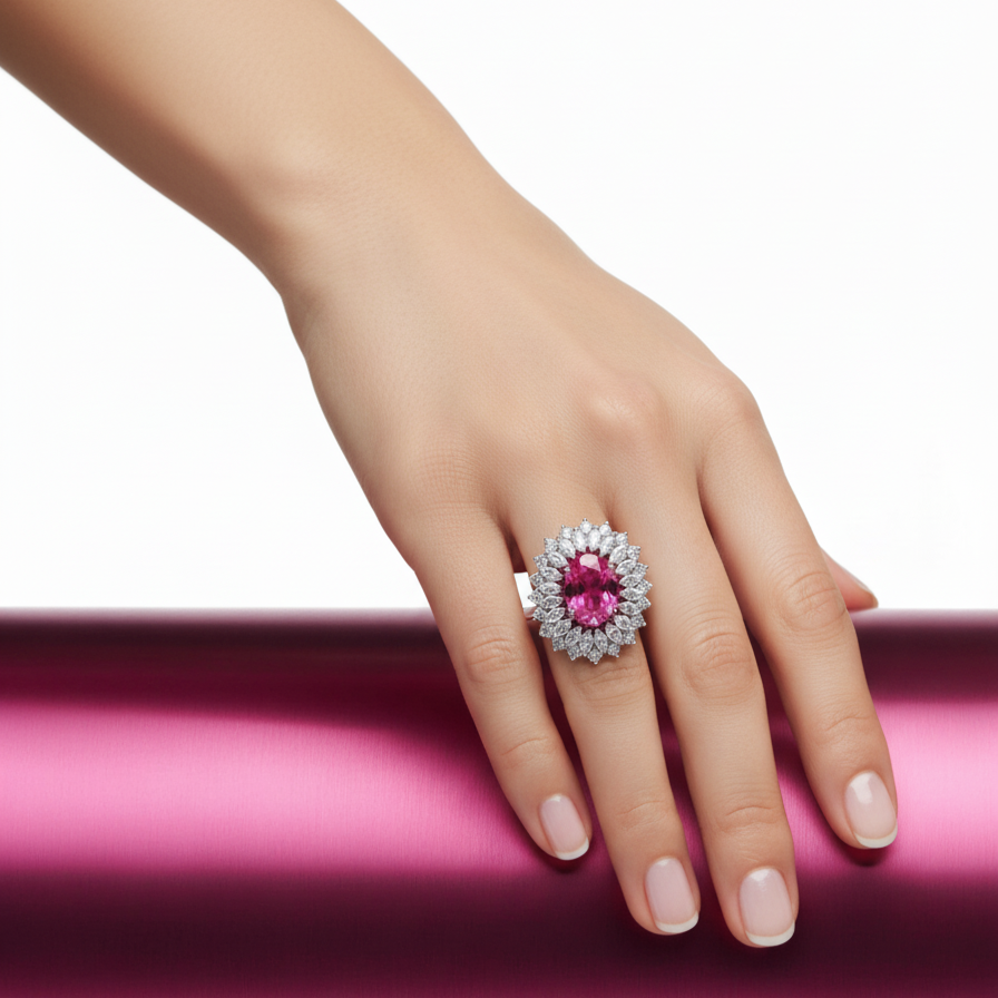 Velara Regina Ring –  Vivid Pink Sapphire