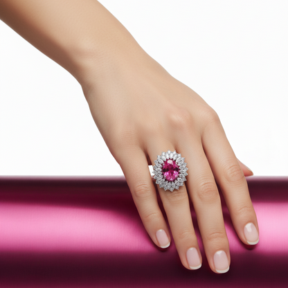 Velara Regina Ring – Vivid Pink Sapphire