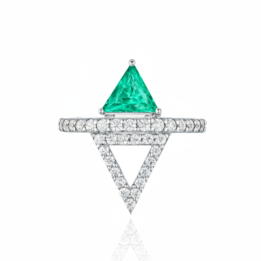Aria Delta Ring – Colombian Green Emerald