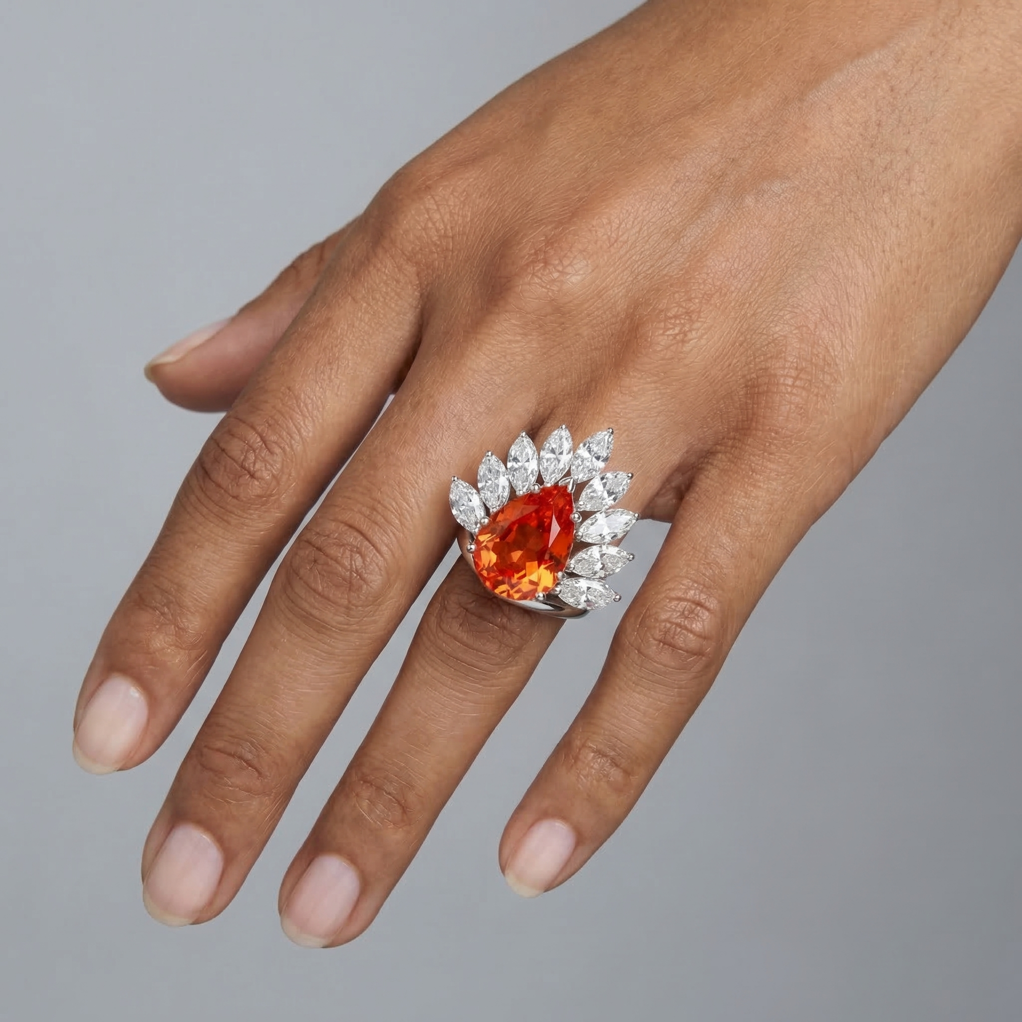 Nova Pavone Ring – Orange Padparadscha Sapphire