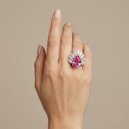 Nova Pavone Ring – Vivid Pink Sapphire