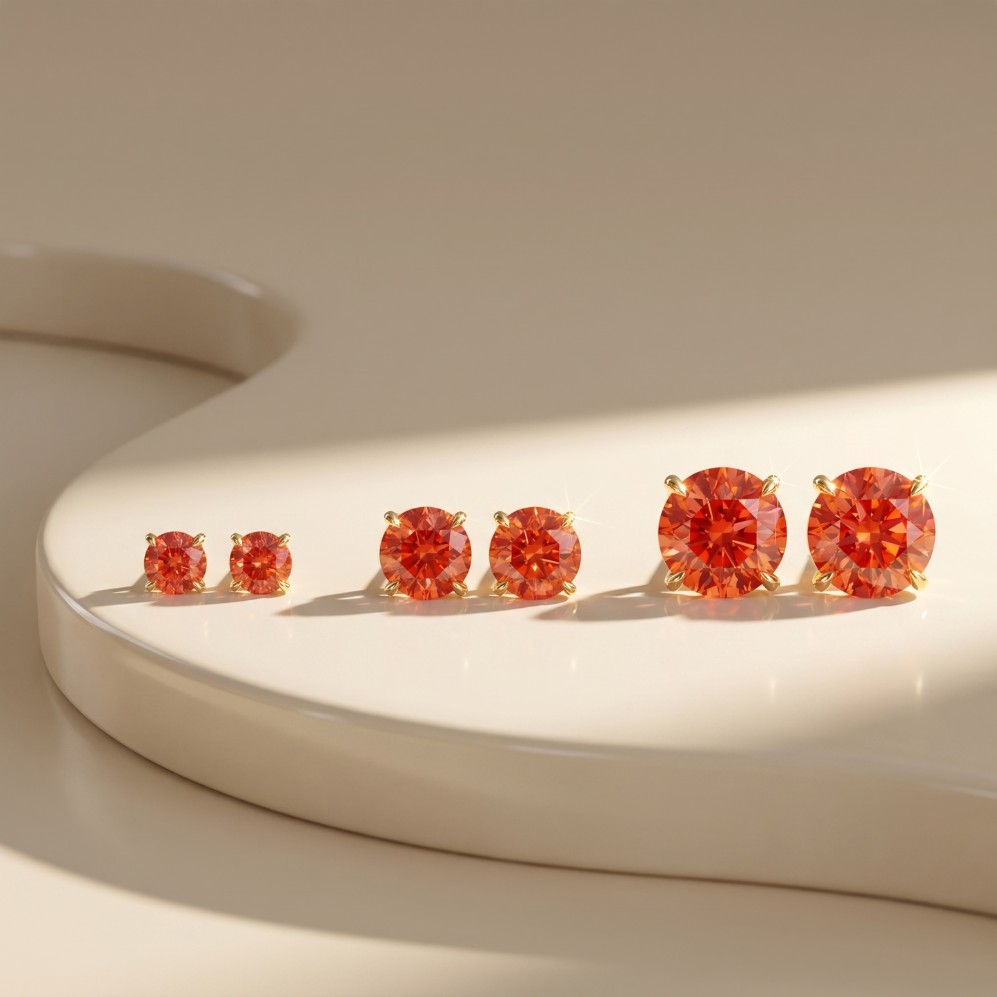 Juno Stud Earrings – Orange Padparadscha Sapphire