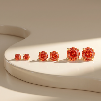 Juno Stud Earrings – Orange Padparadscha Sapphire