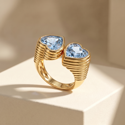 Amore Double Signet Ring – Light Blue Aquamarine