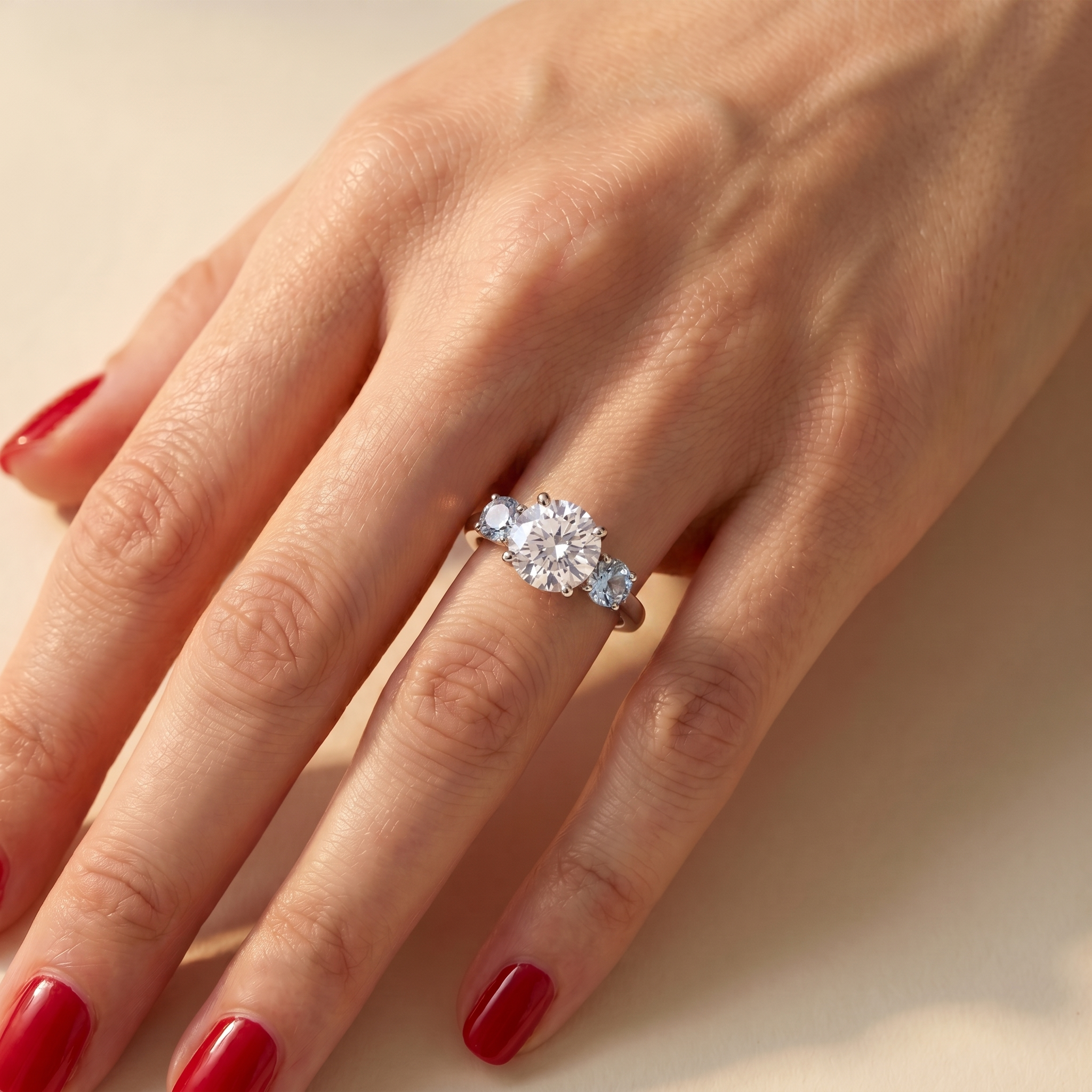 Juno Trilogy Ring – Light Blue Aquamarine