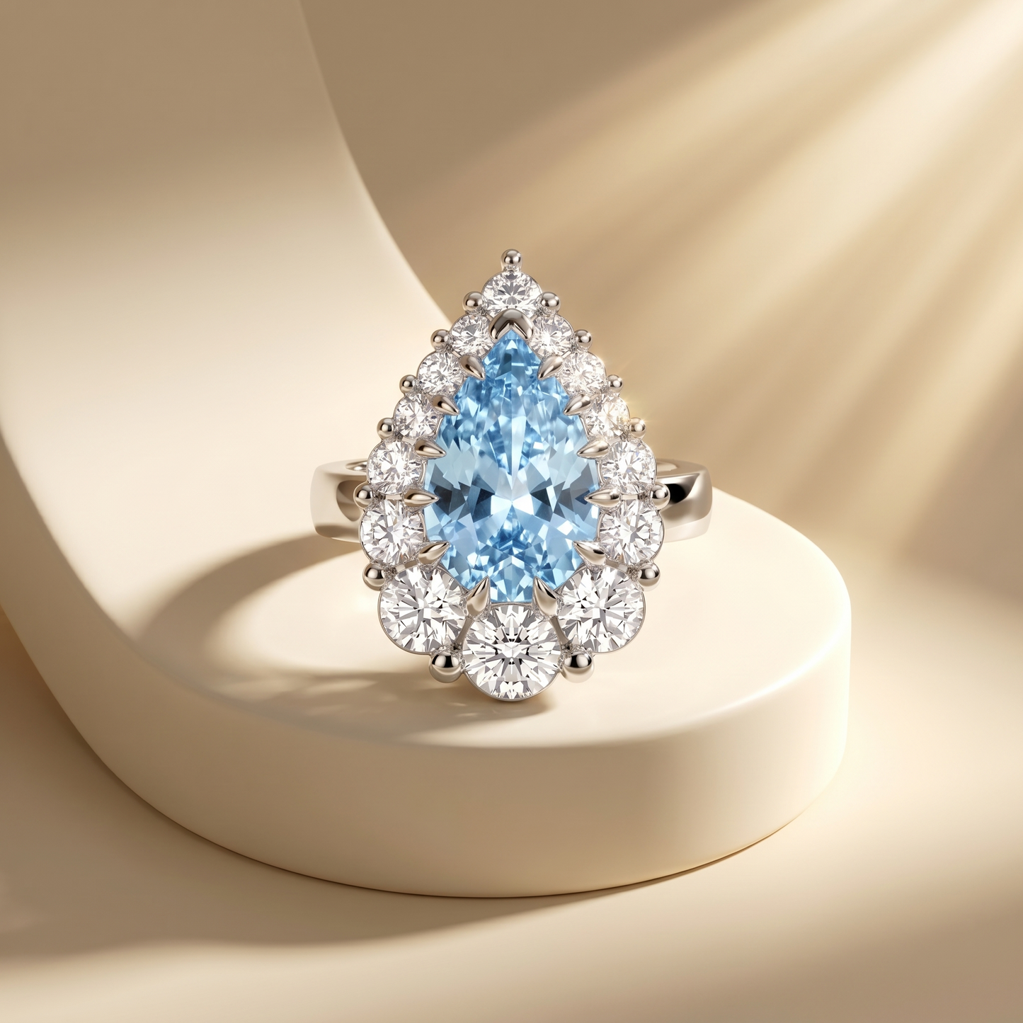 Nova Halo Ring – Light Blue Aquamarine