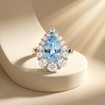 Nova Halo Ring – Light Blue Aquamarine