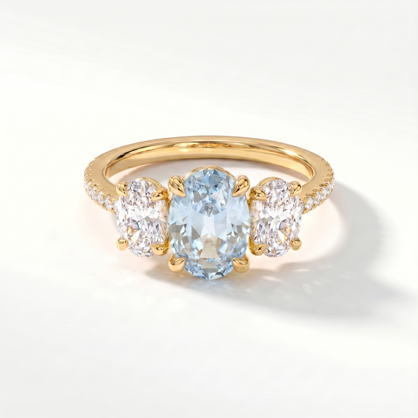 Velara Trilogy Pavé Ring – Light Blue Aquamarine