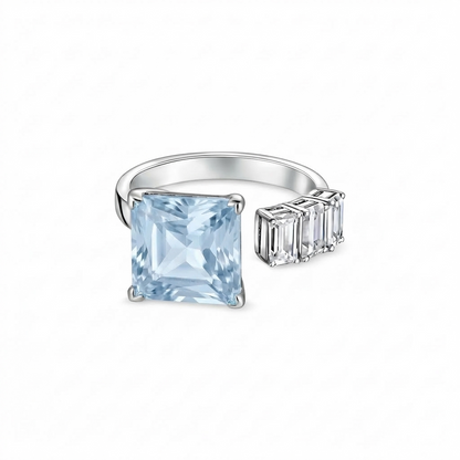 Aria Princess Open Ring – Light Blue Aquamarine