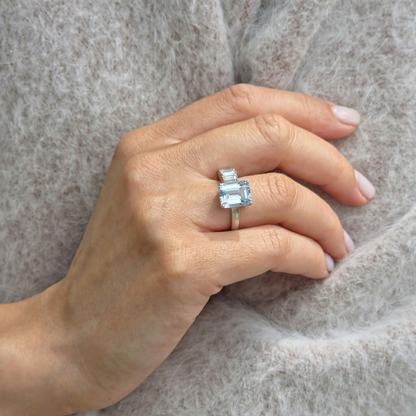 Nexus Open Ring – Light Blue Aquamarine