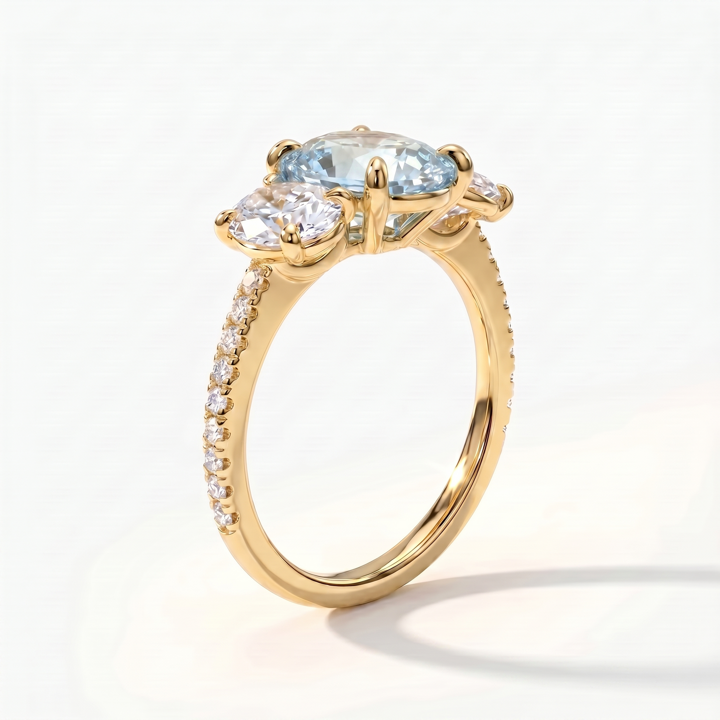 Velara Trilogy Pavé Ring – Light Blue Aquamarine