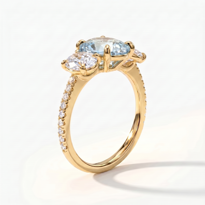 Velara Trilogy Pavé Ring – Light Blue Aquamarine