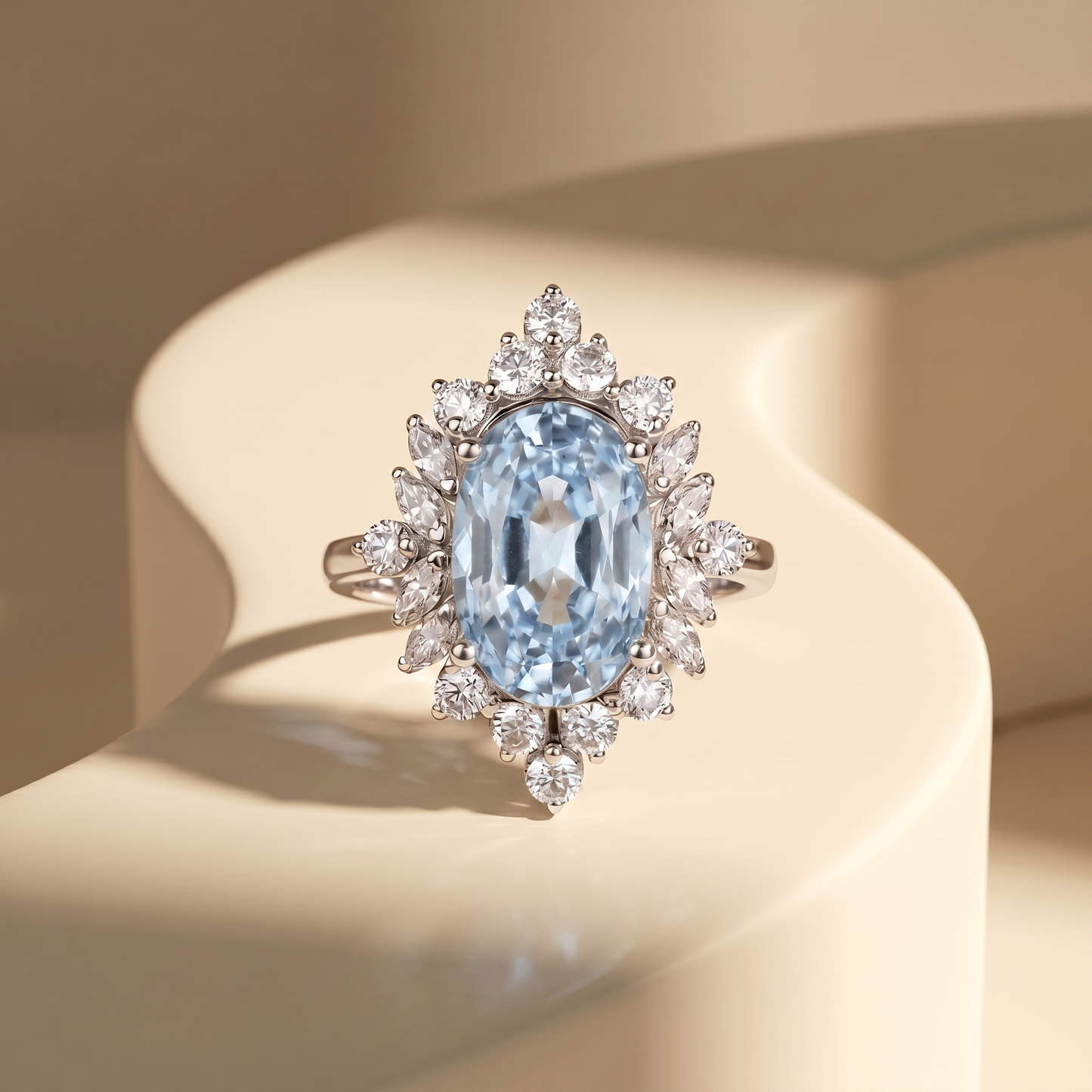 Velara Crown Ring – Light Blue Aquamarine