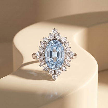 Velara Crown Ring – Light Blue Aquamarine