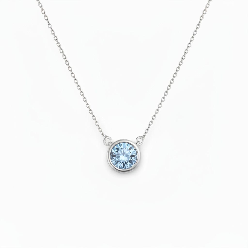 Forma Solitaire Necklace – Light Blue Aquamarine