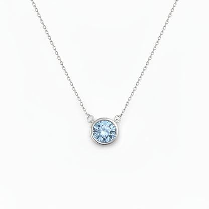 Forma Solitaire Necklace – Light Blue Aquamarine