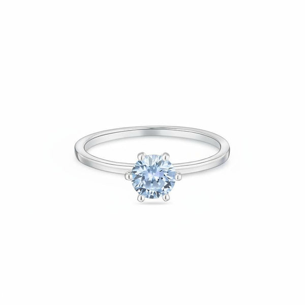 Juno Solitaire Ring – Light Blue Aquamarine