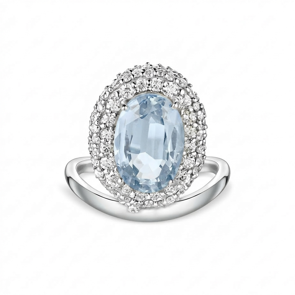 Velara Crest Ring – Light Blue Aquamarine