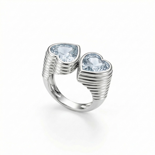 Amore Double Signet Ring – Light Blue Aquamarine