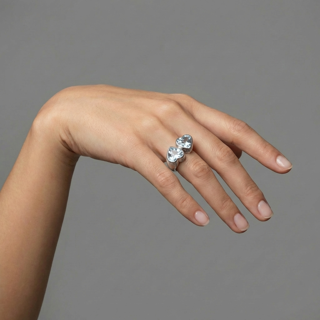 Amore Double Signet Ring – Light Blue Aquamarine