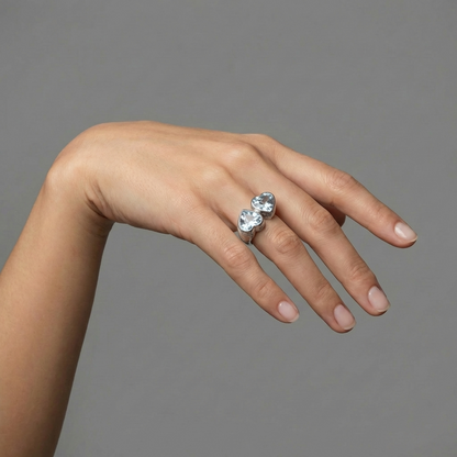 Amore Double Signet Ring – Light Blue Aquamarine
