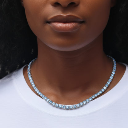 Juno Maxi Tennis Necklace – Light Blue Aquamarine