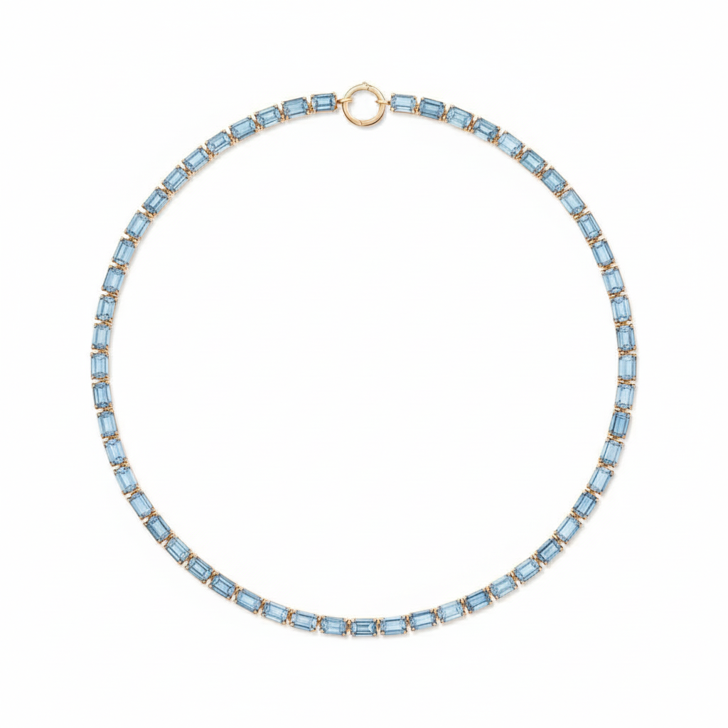 Nexus Tennis Necklace – Light Blue Aquamarine